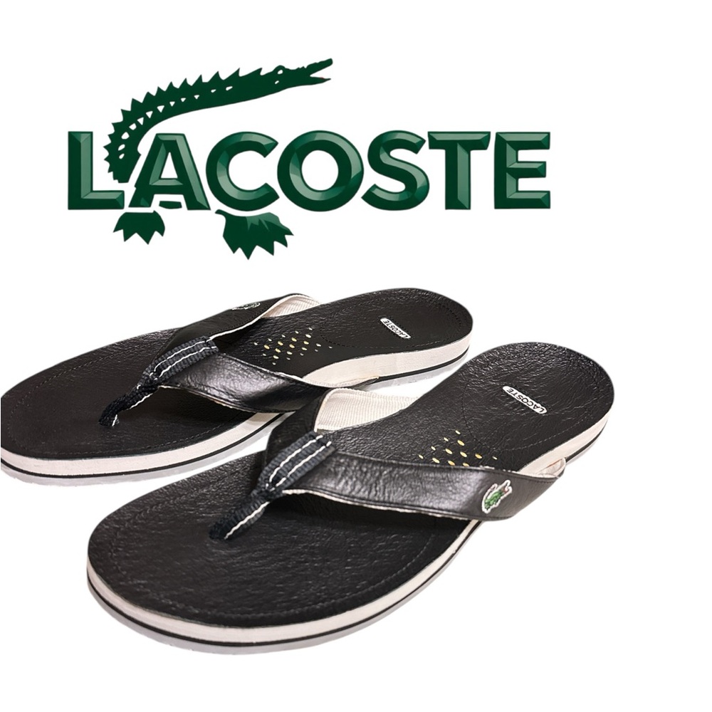 180. 🐊Lacoste Black Sandals with Textured Footbed size 13